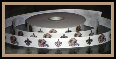 7/8"  Saints Inspired Custom Printed Grosgrain Ribbon