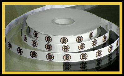 5/8" Bruins Inspired Custom Printed Grosgrain Ribbon