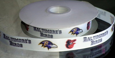 7/8" Baltimore's Birds Inspired Custom Printed Grosgrain Ribbon