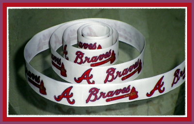 7/8" Braves Inspired Custom Printed Grosgrain Ribbon