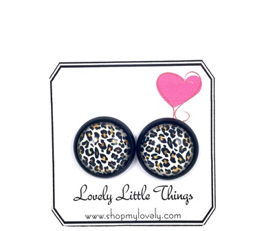 12mm Leopard Studs with Black Setting 