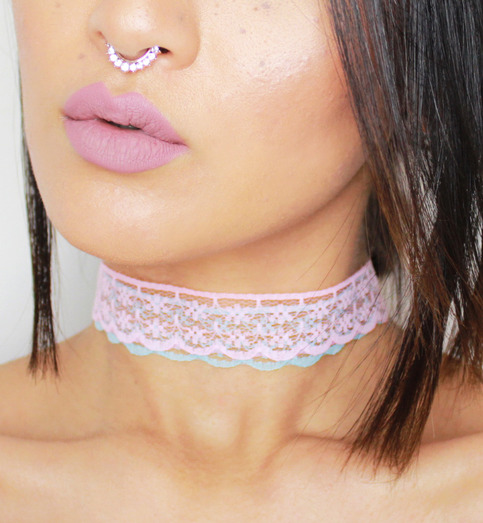 Lolita Lace Choker (Pink & Blue)