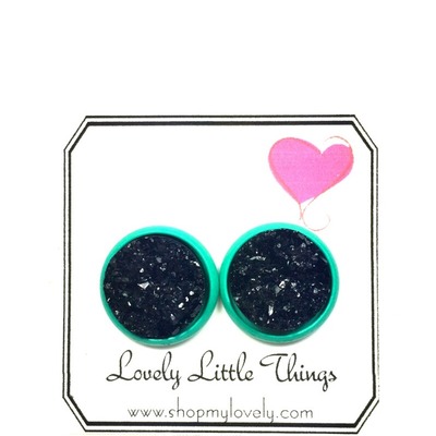 12mm black studs with teal setting