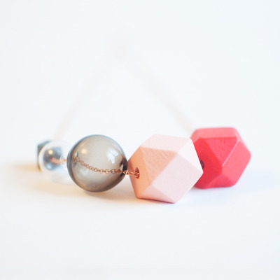 Red tinted glass necklace nl1045 - Thumbnail 1