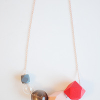 Red Tinted Glass Necklace NL1045 - Thumbnail 1