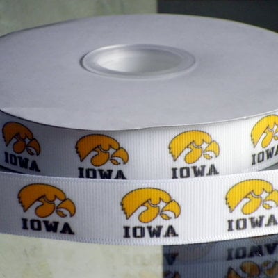 7/8" iowa university inspired custom printed grosgrain ribbon