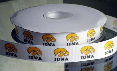 7/8" Iowa University Inspired Custom Printed Grosgrain Ribbon