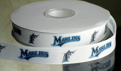 7/8" Marlins Inspired Custom Printed Grosgrain Ribbon