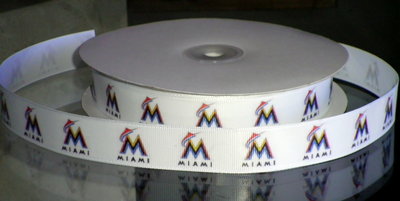 7/8" Marlins Inspired Custom Printed Grosgrain Ribbon