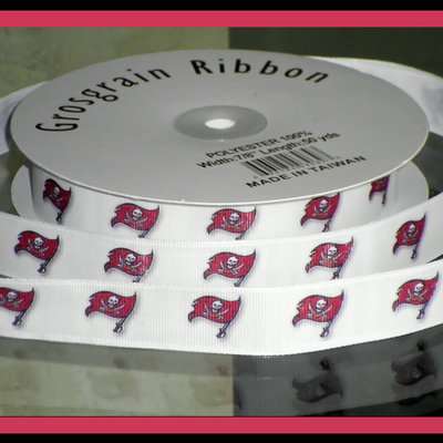 7/8" buccaneers inspired custom printed grosgrain ribbon