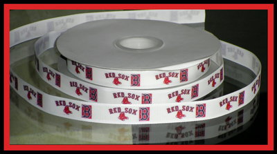 5/8" Red Sox Inspired Custom Printed Grosgrain Ribbon