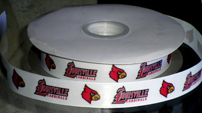 7/8" Louisville University Cardinals 2 logos Inspired Custom Printed Grosgrain Ribbon