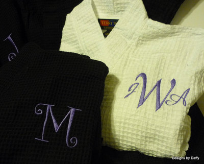 Personalized Robe Bridesmaid waffle weave monogrammed embroidered - Set of 8