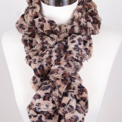 Faux fur cheetah scarf-tde - Thumbnail 4