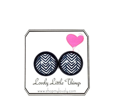 12mm Chevron Studs with Black Setting 