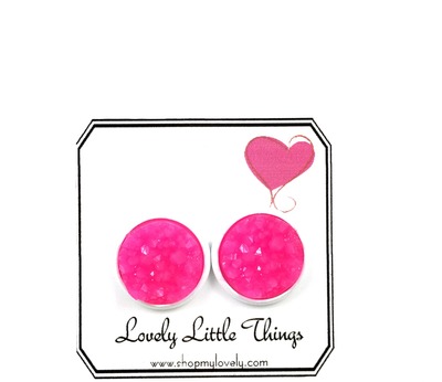 12mm Hot Pink Studs with White Setting 