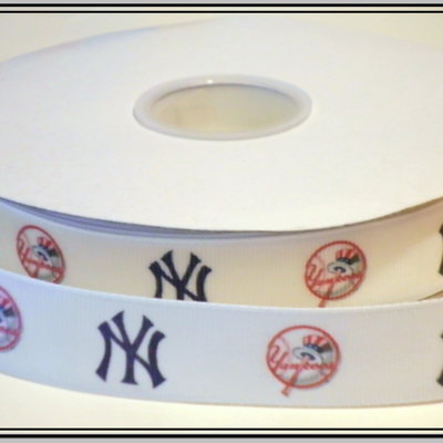 7/8"  yankees inspired custom printed grosgrain ribbon