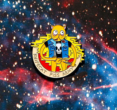 Knife Cat Piss Army Enamel Pin 075