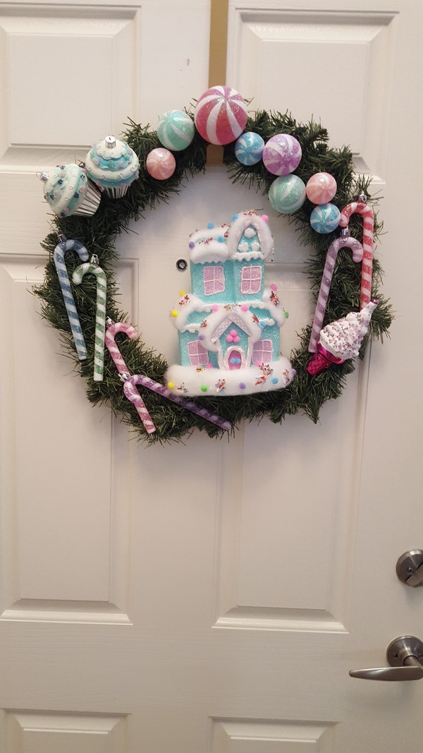Blue Candy House Wreath