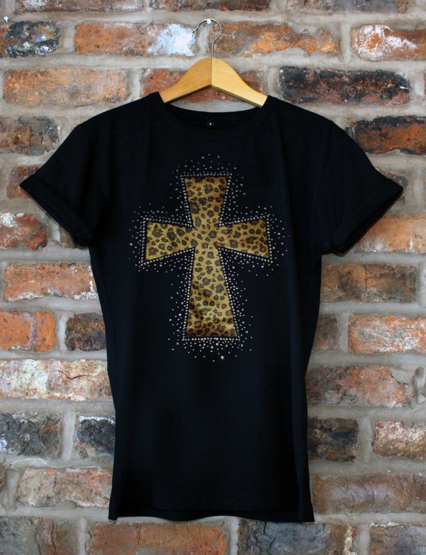 Leopard Print Cross - Gold