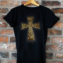 Leopard Print Cross - Gold