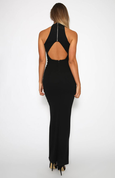 Black Maxi Elegant Slit Dress