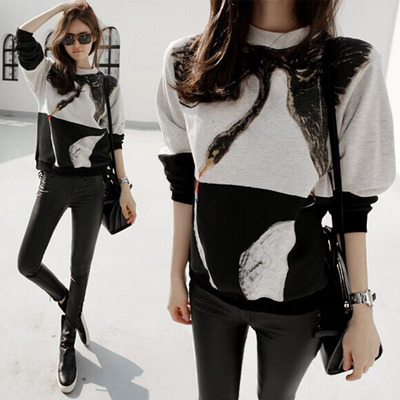 KOREAN STYLE ABCTRACT FIGURED VELVET WOOLEN SWEATSH Y0117