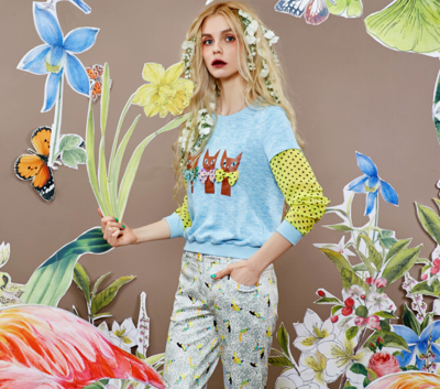 ELFSACK LOVELY KITTEN FIGURED POLKA DOT SWEATSHIRT 1614014