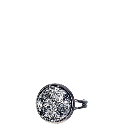 12mm gunmetal druzy adjustable ring