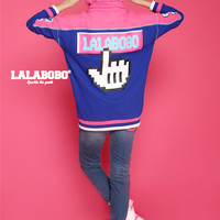 KOREAN BRAND LALABOBO SUPER COLORS MEDIA PLAYER FIGURED SWEATSHIRT L81D-WZCM35 - Thumbnail 2