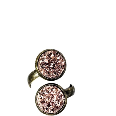 12mm rose gold double druzy twist ring