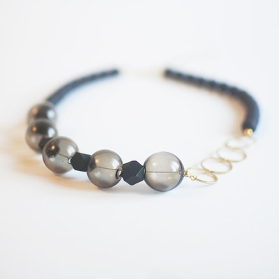 Glass beads metal necklace nl1043