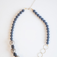 Glass Beads Metal Necklace NL1043 - Thumbnail 1