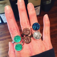 12mm Rose Gold Double Druzy Twist Ring - Thumbnail 1