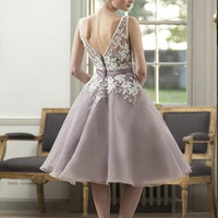 short bridesmaid dress, lace bridesmaid dress, lace prom dress, short prom dress, homecoming dress, BD14538 - Thumbnail 1