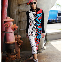 MAXMARTIN LETTERS PRINTED HOODED SWEATERDRESS M7833D353 - Thumbnail 2