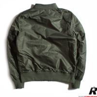 BIG SAM JAPANESE STYLE MILITARY FLIGHT BASEBALL UNIFORM GREEN BLACK JACKET - Thumbnail 1