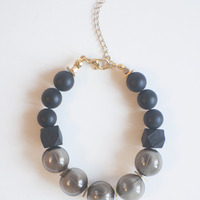 Black Onyx Glass Beads Bracelet BL0999 - Thumbnail 1