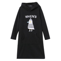 XL/2XL Plus Size Black Casual Hoodie Dress SP154642 - Thumbnail 3