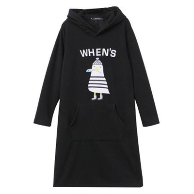 Xl/2xl plus size black casual hoodie dress sp154642