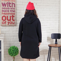XL/2XL Plus Size Black Casual Hoodie Dress SP154642 - Thumbnail 1