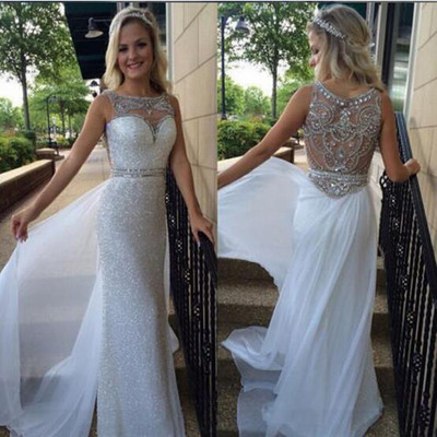 Long prom dress,white prom dress,off shoulder prom dress,sleeveless prom dress,sparkle prom dress,elegant prom dress,new prom dress,BD14308