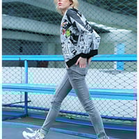 MAXMARTIN RETRO NEWSPAPER PRINTED BASEBALL JACKET M7908J153 - Thumbnail 2