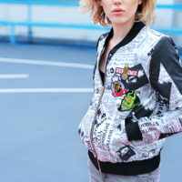 MAXMARTIN RETRO NEWSPAPER PRINTED BASEBALL JACKET M7908J153 - Thumbnail 3
