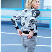 MAXMARTIN RETRO NEWSPAPER PRINTED BASEBALL JACKET M7908J153 - Thumbnail 4