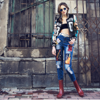 MAXMARTIN ABSTRACT FIGURED ON ARMS BASEBALL JACKET M1005J153 - Thumbnail 2