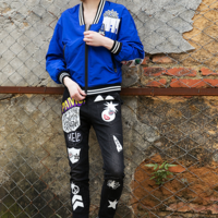 MAXMARTIN CARTOON EMBROIDERED ROYAL BLUE CASUAL JACKET M1017J153 - Thumbnail 1