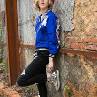 MAXMARTIN CARTOON EMBROIDERED ROYAL BLUE CASUAL JACKET M1017J153 - Thumbnail 3