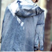 MAXMARTIN HOODED DENIM FABRIC STITCHED COAT DRESS M201351J2 - Thumbnail 4