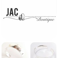 Thick Smooth Curve Bangle - Silver - Thumbnail 1